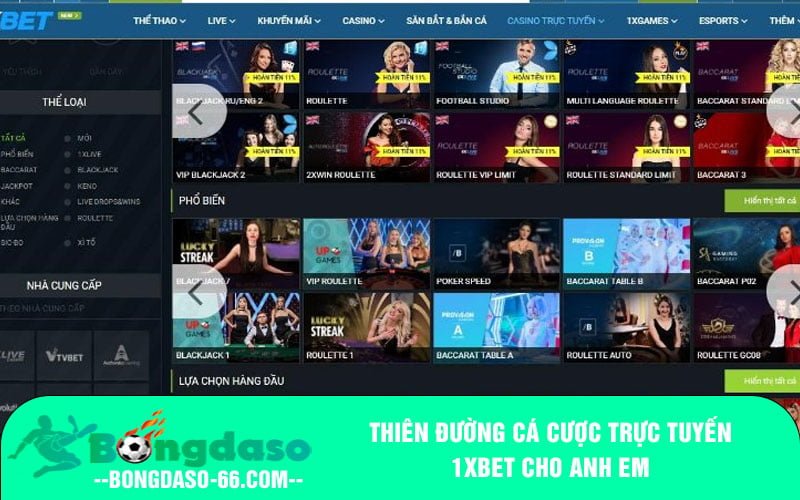 Thiên đường cá cược trực tuyến 1xbet cho anh em