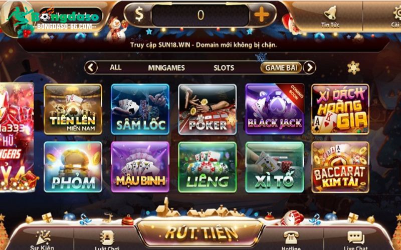 Sunwin hiện có những tựa game casino nào